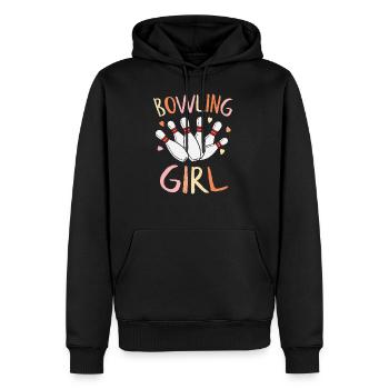 Bowling Girl - Männer Premium Bio Hoodie - Schwarz - Vorne - Nico (187cm)
