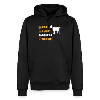 Mangez. Sommeil. Les chèvres. Répétez. - Sweat à capuche Premium bio Homme - noir - Devant - Nico (187cm)