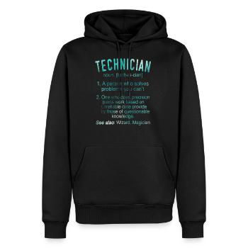 Techniker - Männer Premium Bio Hoodie - Schwarz - Vorne - Nico (187cm)