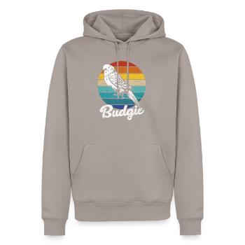 Budgie - Men’s Premium Organic Hoodie - taupe - Front - Nico (187cm)