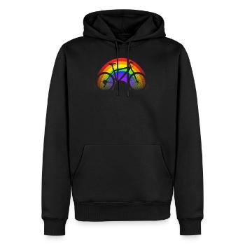 Mountain bike rainbow rainbow colors - Men’s Premium Organic Hoodie - black - Front - Nico (187cm)