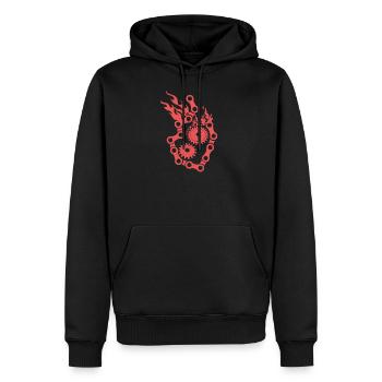 Mountain Bike Chain Gear Wheel Fire Gift - Men’s Premium Organic Hoodie - black - Front - Nico (187cm)