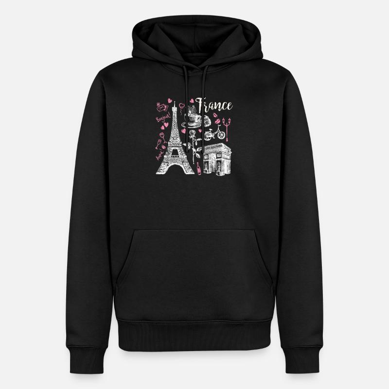 France Paris - Sweat à capuche Premium bio Homme - noir
