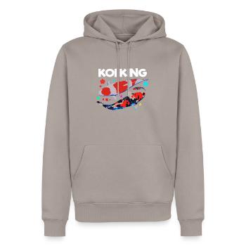 Koi poissons carpes Nishikigoi Kohaku Asagi cadeau - Sweat à capuche Premium bio Homme - taupe - Devant - Nico (187cm)