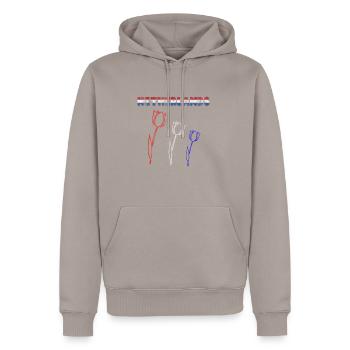 Tulipes néerlandaises - Sweat à capuche Premium bio Homme - taupe - Devant - Nico (187cm)
