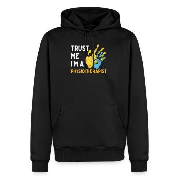 Physiotherapie Vertrauen - Männer Premium Bio Hoodie - Schwarz - Vorne - Nico (187cm)