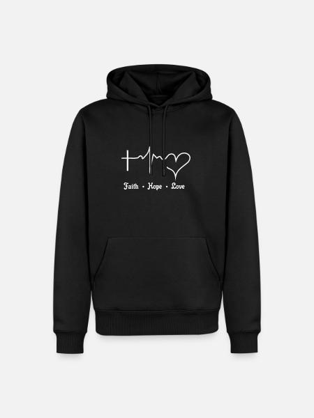 Christian Jesus Hope Love Christianity ECG - Men’s Premium Organic Hoodie - black
