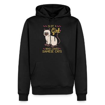 Cadeau d'amour fille chat femme chat siamois - Sweat à capuche Premium bio Homme - noir - Devant - Nico (187cm)