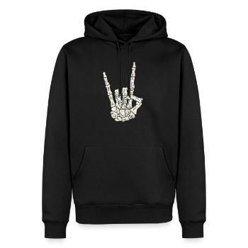 Squelette Rockfinger Rocker Hard Metal Heavy Metal - Sweat à capuche Premium bio Homme - noir - Devant - Nico (187cm)