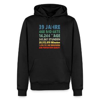 39. Geburtstag 39 Jahre Geschenk - Männer Premium Bio Hoodie - Schwarz - Vorne - Nico (187cm)