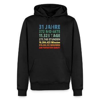 31. Geburtstag 31 Jahre Geschenk - Männer Premium Bio Hoodie - Schwarz - Vorne - Nico (187cm)