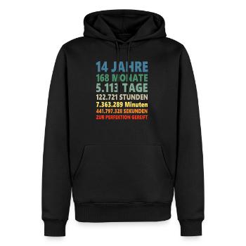 14 Jahre 14. Geburtstag Geschenk - Männer Premium Bio Hoodie - Schwarz - Vorne - Nico (187cm)