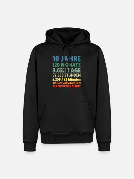 10. Geburtstag 10 Jahre Geschenk - Männer Premium Bio Hoodie - Schwarz