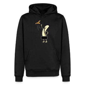 Banane Bananenschale Nackt Comic Lustig Geschenk - Männer Premium Bio Hoodie - Schwarz - Vorne - Nico (187cm)