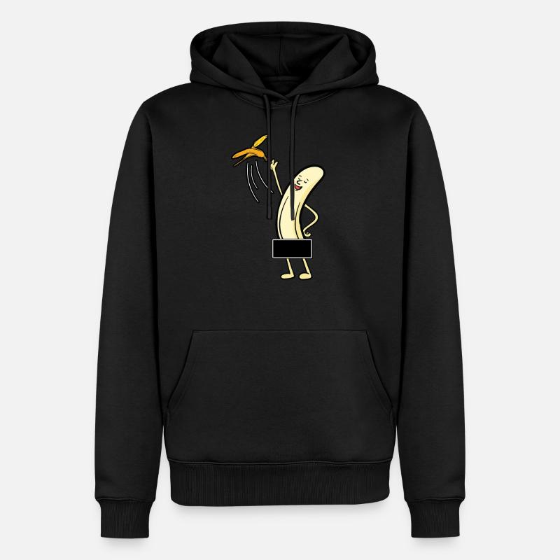 Banane Bananenschale Nackt Comic Lustig Geschenk - Männer Premium Bio Hoodie - Schwarz
