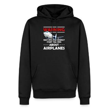 Sprechen Sie über Flugzeuge - Lustiger Pilot und Luftfahrt - Männer Premium Bio Hoodie - Schwarz - Vorne - Nico (187cm)