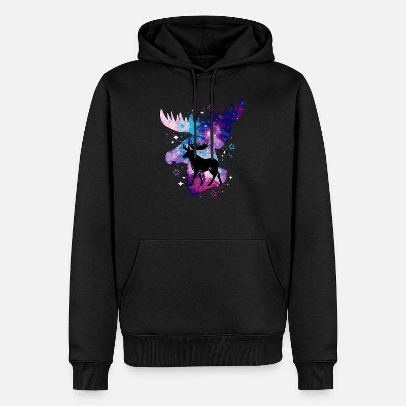 Elche Elche Cerf cerf renne cadeau de cerf - Sweat à capuche Premium bio Homme - noir