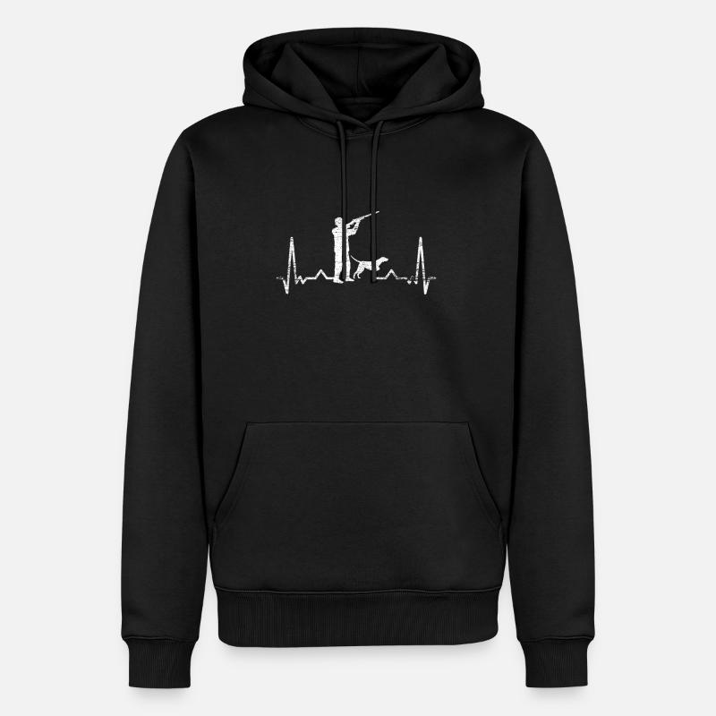 Jagdhund Puls Herz - Männer Premium Bio Hoodie - Schwarz