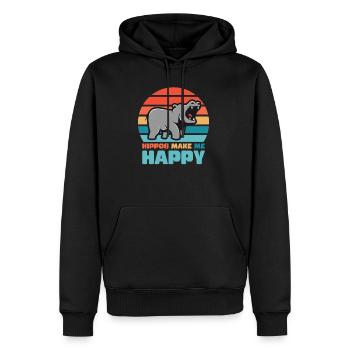 Hippopotame la chance - Sweat à capuche Premium bio Homme - noir - Devant - Nico (187cm)