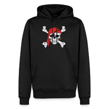Cadeau de pirate pirate squelette en os - Sweat à capuche Premium bio Homme - noir - Devant - Nico (187cm)