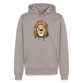 Reggae Rasta Rastafari Lion Dreadlocks Gift - Men’s Premium Organic Hoodie - taupe - Front - Nico (187cm)