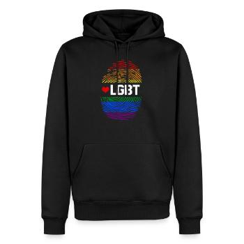 LGBT - Sweat à capuche Premium bio Homme - noir - Devant - Nico (187cm)