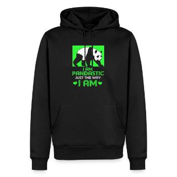 Panda - Männer Premium Bio Hoodie - Schwarz - Vorne - Nico (187cm)