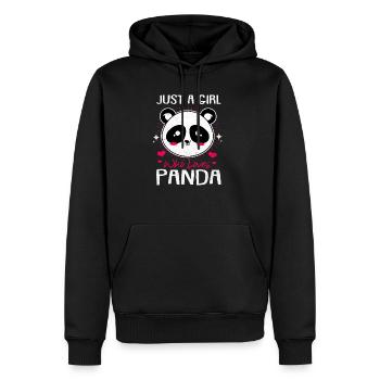 Panda - Männer Premium Bio Hoodie - Schwarz - Vorne - Nico (187cm)
