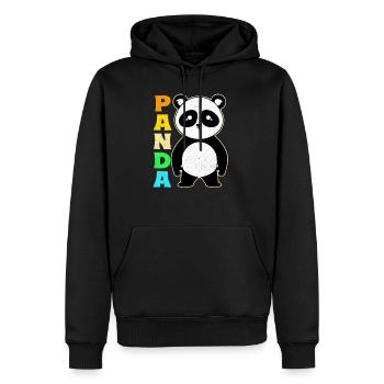 Panda - Männer Premium Bio Hoodie - Schwarz - Vorne - Nico (187cm)