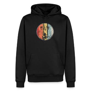 moin anker VINTAGE GRUNGE - Männer Premium Bio Hoodie - Schwarz - Vorne - Nico (187cm)