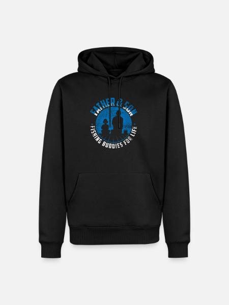 Père fils pêcheur - Sweat à capuche Premium bio Homme - noir