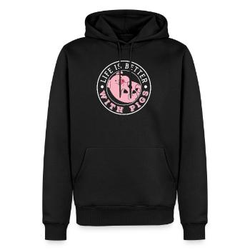 Schwein - Männer Premium Bio Hoodie - Schwarz - Vorne - Nico (187cm)