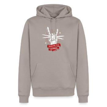 Schlagzeug - Männer Premium Bio Hoodie - Taupe - Vorne - Nico (187cm)