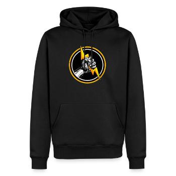 Électriciens - Sweat à capuche Premium bio Homme - noir - Devant - Nico (187cm)