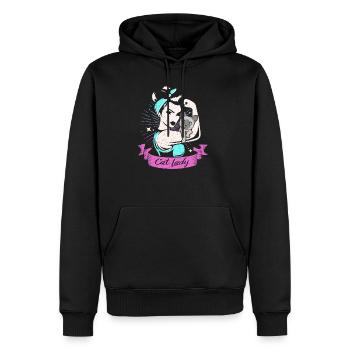 Chat siamois - Sweat à capuche Premium bio Homme - noir - Devant - Nico (187cm)