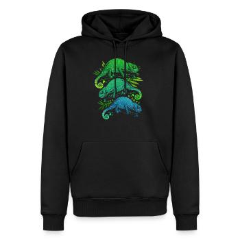 Chamäleon - Männer Premium Bio Hoodie - Schwarz - Vorne - Nico (187cm)