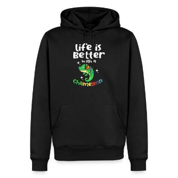 Caméléon - Sweat à capuche Premium bio Homme - noir - Devant - Nico (187cm)