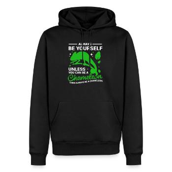 Chamäleon Reptil Reptilien Leguan Tarnung Grün - Männer Premium Bio Hoodie - Schwarz - Vorne - Nico (187cm)