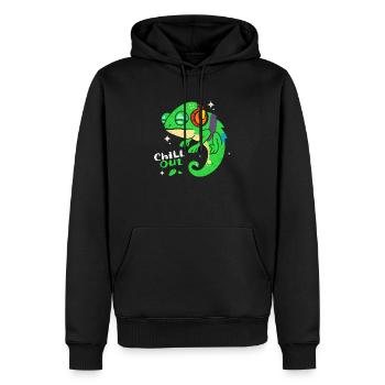 Caméléon - Sweat à capuche Premium bio Homme - noir - Devant - Nico (187cm)