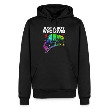 Caméléon - Sweat à capuche Premium bio Homme - noir - Devant - Nico (187cm)