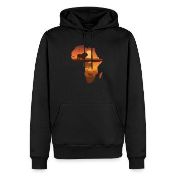 Löwe Safari - Männer Premium Bio Hoodie - Schwarz - Vorne - Nico (187cm)