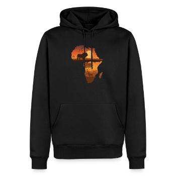 Lion Afrique - Sweat à capuche Premium bio Homme - noir - Devant - Nico (187cm)