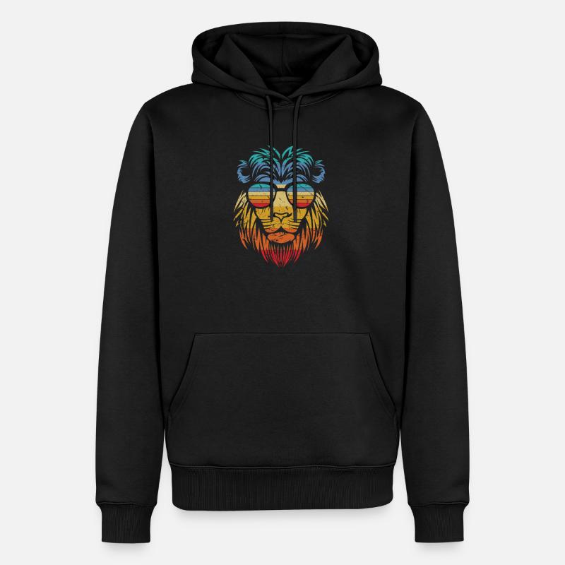 Löwe - Männer Premium Bio Hoodie - Schwarz