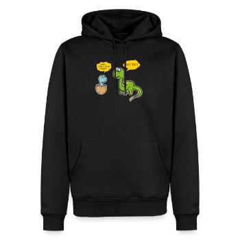 Athéisme Science athée Science des dinosaures - Sweat à capuche Premium bio Homme - noir - Devant - Nico (187cm)