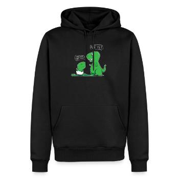Athéisme Science athée Science des dinosaures - Sweat à capuche Premium bio Homme - noir - Devant - Nico (187cm)