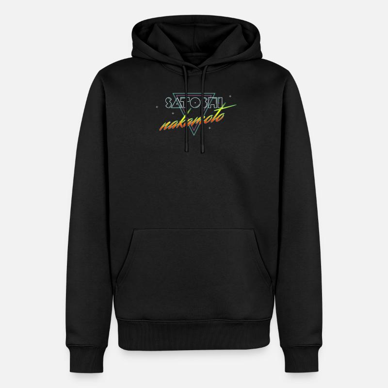 Satoshi Nakamoto Bitcoin Krypto Synthwave Geschenk - Männer Premium Bio Hoodie - Schwarz