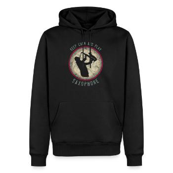 Saxophon Spieler Keep Calm Saxofon Musiker - Männer Premium Bio Hoodie - Schwarz - Vorne - Nico (187cm)