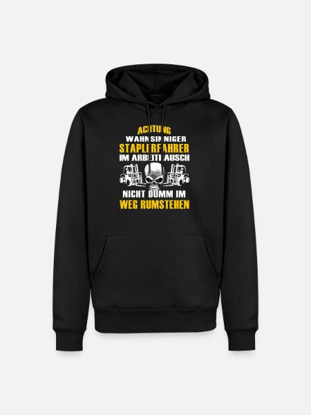 Staplerfahrer Stapler Gabelstapler Totenkopf - Männer Premium Bio Hoodie - Schwarz
