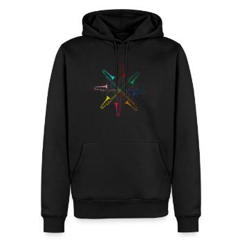 Instrument de musique trombone - Sweat à capuche Premium bio Homme - noir - Devant - Nico (187cm)