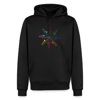 Posaune Klang - Männer Premium Bio Hoodie - Schwarz - Vorne - Nico (187cm)